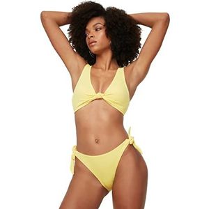 Trendyol Dames gestructureerde binding gedetailleerde zes bikinibroekjes, geel, 42