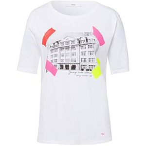 BRAX Dames Style CIRA Cotton Print T-Shirt, wit, 44