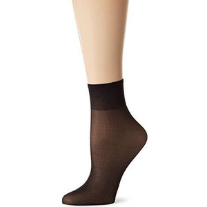 Nur Die Sokken zijdefijn 15 DEN transparant nylon fijne sokken zijdeachtig glanzend brede comfortabele band dames, zwart, Eén Maat