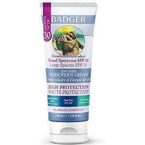 Badger Organisch breedspectrum ongeparfumeerde zonnebrandcrème voor kinderen SPF30