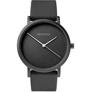 Sekonda Palette Dames 36mm Quartz Horloge met Analoog Display en Siliconen Band, Zwart, riem