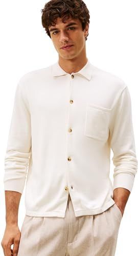 Tommy Hilfiger Heren Essential Cotton LS Overhemd MW0MW40432 Overige Truien, Geel, S, Geel (ivoorbloemblaadje), S