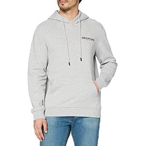 True Religion Heren Classic Small Arch Logo Pullover Hoodie Hooded Sweatshirt, Hei Grijs, XS