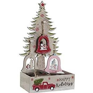 DKD Home Decor Kerstdecoratie hout (3 stuks) (17 x 11 x 32 cm)