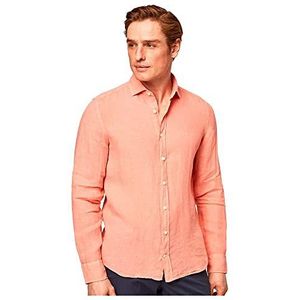 Hackett London Herenkledingstuk geverfd linnen K-shirt, Perzik, 3XL