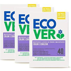 Ecover Wasmiddel, poeder, kleur lavendel, natuurlijk, milieuvriendelijk, milieuvriendelijk, zacht, voor je huid, 3 x 3 kg, wit, 9000 g