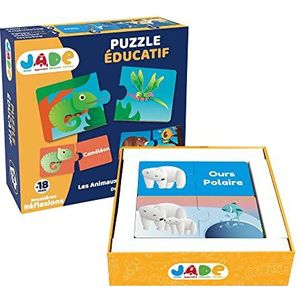 J.A.D.E - Dieren en hun voeding Puzzel - Educatief spel - Eerste reflecties - 053321-20 stukjes - Multicolor - Karton - Frans design - Kinderpuzzel - Jade - Vanaf 18 maanden.