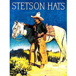 Wee Blue Coo Vintage advertentie Stetson Man Cowboy Paard Hoed Kunst Grote Art Print Poster Muur Decor 45 x 61 cm