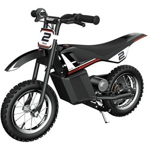 Razor Kids Elektrische Motorfiets - MX125 Dirt Rocket Bike voor Kinderen 7+ met 13km/h Maximale Snelheid & 40 Minuten Rijtijd, 100W Berijdbaar met 12V 5Ah Batterij en 12"" Luchtbanden - Zwart