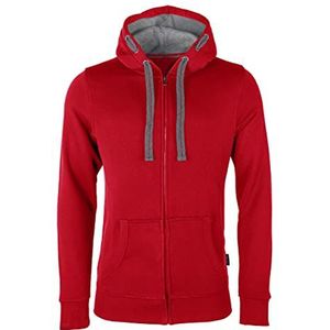 HRM Heren Jas met Capuchon, Rood, Maat 4XL I Premium Hoodie voor Mannen met Contrasterende Voering I Basic Hoodie met Rits I Herenhoodie met Rits I Hoge Kwaliteit & Duurzame Herenkleding