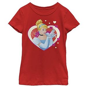 Disney Little, Big Princess Assepoester Hearts Girls T-shirt met korte mouwen, rood, medium, rood, M