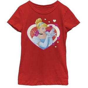Disney Little, Big Princess Assepoester Hearts Girls T-shirt met korte mouwen, rood, medium, rood, M