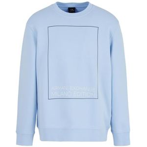 Armani Exchange Men's Milano Edition Pullover Crewneck Sweatshirt Placid Blue, XXL, Placid Blue, L
