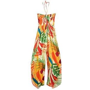 Desigual - Jumpsuit - Geel Groen Rood Wit - Bloemenprint - Haltermodel