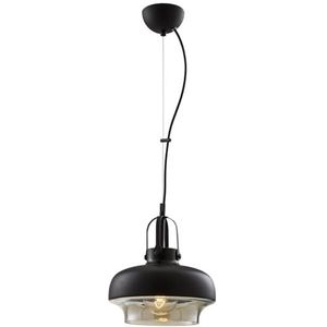 Moderne industriële kroonluchter, zwarte metalen behuizing, 80 cm hoogte, 25 cm diameter, E27-fitting (max. 40 W), stijlvolle verlichting voor thuis- en kantoorruimtes