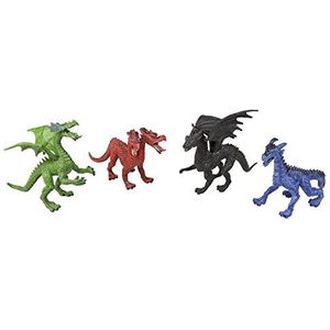 Idena 40090 - Speelfigurenset met 4 draken, gemaakt van kunststof, elk ca. 16 cm hoog, leuk voor in bad, de zandbak, in de kinderkamer en in de slaapkamer