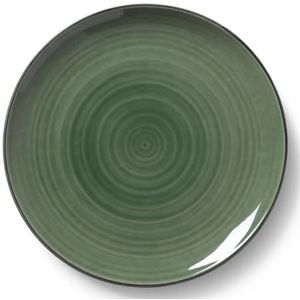 Kähler Design Colore bord plat van keramiek met de hand gemaakt, in de kleur: Sage green, diameter: 27 cm, 690624