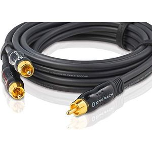 Oehlbach BOOOM 800 - Subwoofer Y-RCA kabel (2 x RCA naar 1 x tinch) - Krachtige basweergave & effectieve afscherming - 8 m - antraciet