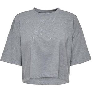 Onlmelle S/S Glitter Top JRS, zilver, S
