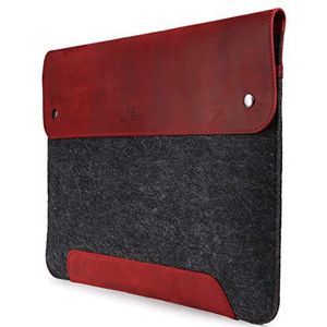 MegaGear MacBook case gemaakt van echt leer en fleece 13,3 inch - rood
