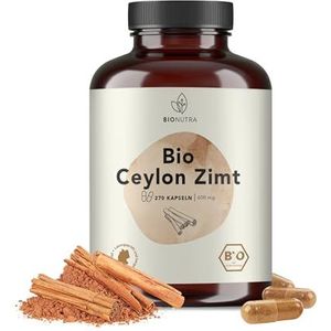 BIONUTRAÂ® Bio Ceylon Kaneel Capsules | 270 x 600 mg | Hoog Gedoseerd | Duitse productie | 4 maanden voorraad | Vegan | Zonder toevoegingen | Gecontroleerd biologisch