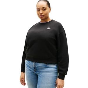 Tommy Hilfiger Dames CRV TH SCRIPT REG FLEECE SWTSRT WW0WW49511 Pullover Sweatshirt, ZWART (zwart), 54, Zwart (zwart), 80