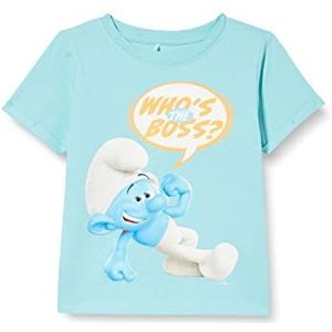 NAME IT - NMMANT Smurf SS TOP Box VDE T-shirt - Lichtgrijs Melange - Jongens