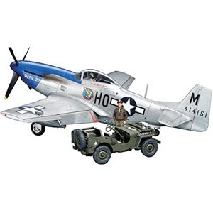 1:48 Tamiya 25205 North American P-51D Mustang & 1/4 Ton 4x4 Light Vehicle Set Plastic Modelbouwpakket