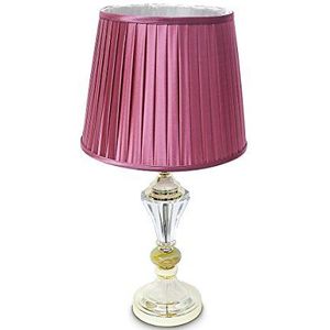Relaxdays Tafellamp roze satijn lampenkap glassteen 10018988
