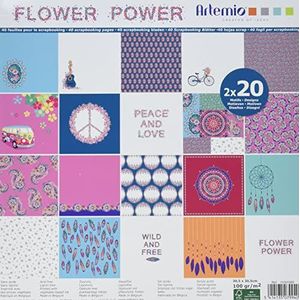 Artemio Set van 40 x 1 x 12-inch plakboek papier, regenboog, bloemenkracht
