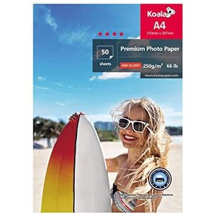KOALA Inkjet Fotopapier A4, 50 vellen met Premium Hoogglans Geavanceerde Hars Coated voor Canon HP Epson Inkjet Printer