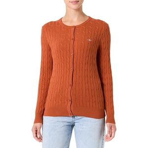 GANT Dames Stretch Cotton Cable Cardigan gebreide jas, Rusty Brown, M