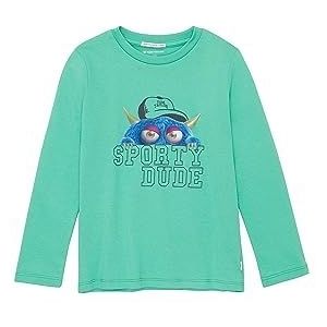 TOM TAILOR Jongens shirt met lange mouwen met monster-print, 32262-Bright Grass Green, 92/98 cm