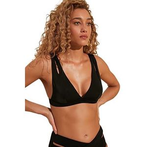 Trendyol Dames halslijn gedetailleerde driehoekige top bikini top, zwart, 38