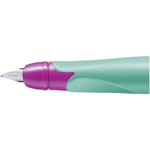 Rechtshandig handvat voor schoolvulpen - STABILO EASYbirdy in turquoise/neon roze - veer A