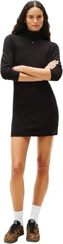 TOMMY JEANS - TJW ESS TURTLENECK SWEATER DRESS - Sweatjurk - Zwart