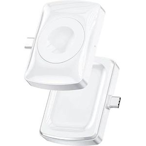 2022 997 laadstation voor meerdere Apple-apparaten, 2-in-1 Fast Wireless Charger Stand Dock Foldable voor Apple Watch Series 7 6 SE 5 4 3 2 & AirPods 3/2/Pro-White