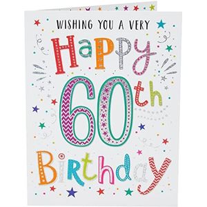 Regal Publishing Modern Milestone Age Happy Birthday Card 60e - 8 x 6 inch, rood|bruin|zwart|groen|wit