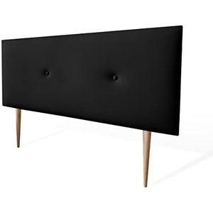 amuéblate online - Premium gevoerd hoofdeinde model Kayne met poten, bekleding van hoogwaardig kunstleer, hout, zwart, 90 x 60 cm (bed 80)