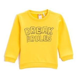 Koton Letter Printed Crew Neck Sweatshirt van katoen, trainingspak voor jongens, geel (171), Size: 12/18 mesi