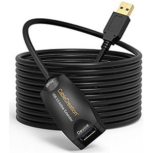 CableCreation Actieve USB 3.0 verlengkabel, 5 m USB-stekker naar bus kabel met signaalversterking, compatibel met Oculus Rift/Quest/Quest 2 VR/Link, Valve Index VR, Xbox One, printer enz. zwart