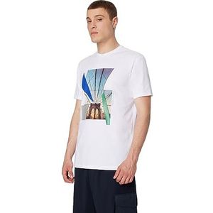 Armani Exchange Heren Regular Fit Brooklyn Bridge Graphic Tee T-shirt, wit, M