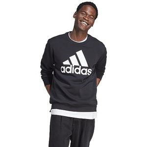 adidas Essentials fleece sweatshirt met groot logo voor heren (lange mouw), Zwart, M