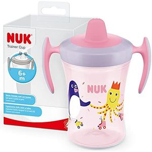 NUK 10255609 Trainer Cup drinkbeker lekvrije beker met zachte drinksnavel & ergonomische handgrepen 6 maanden 230 ml BPA-vrij Roze pinguïn