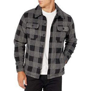 Amazon Essentials Polar Fleece Shirt Jacket met lange mouwen voor heren,Houtskool Buffalo,XS