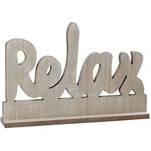 BigBuy Home houten bord Relax, grijs, groot