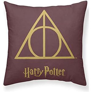 Belum Harry Potter kussensloop, afmetingen: 65 x 65 cm, stof: 100% gerecycled en recyclebaar polyester, model: Deathly Hallows Bordeaux A