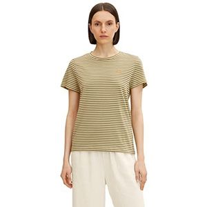 TOM TAILOR Dames T-shirt met print 1031765, 30518 - Olive Green Stripe, S