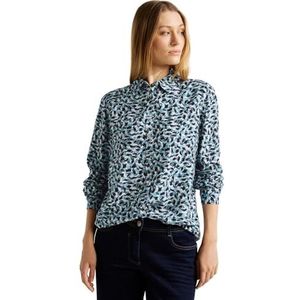 Cecil Dames hemdblouse bedrukt, Strong Petrol Blue, XXL