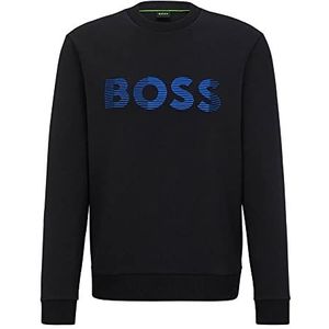 BOSS Heren Salbo 1 sweatshirt van katoenmix met driedimensionaal geborduurd logo, zwart 1, L